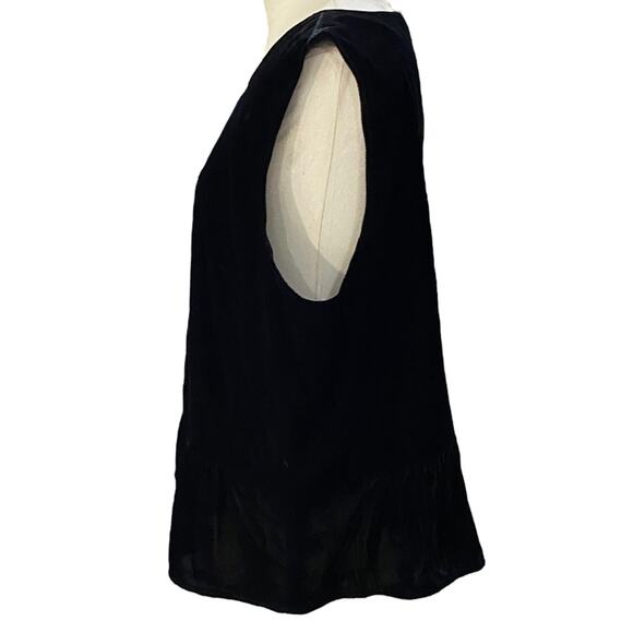 J CREW Black Velvet peplum Sleeveless Top Size 16 - Picture 4 of 11